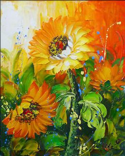 40X60CM/16X24 hand painted art abstract SUNFLOWERS oil 