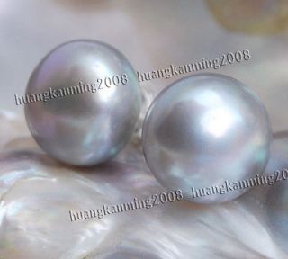 10 11mm Grey Akoya Cultured Pearl Earring Silver Stud