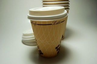 100 pcs of DISPOSABLE COFFEE PAPER CUPS   100 12 oz 375 ML+ 100 LIDS