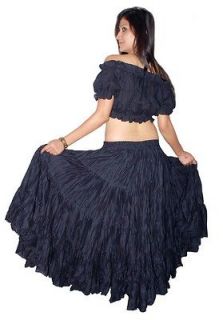 25 Yard 4 Tier Dance Tribal Gypsy Skirt Black Quality Cotton