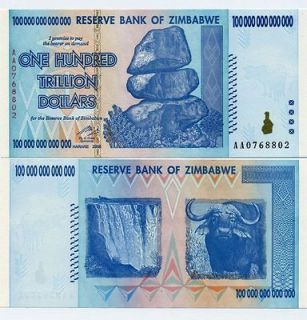   100 TRILLION $ ZIMBABWE NOTES BILLS MONEY w/ BCW CURRENCY HOLDERS