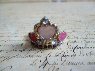   Gold Pink Crystal Royalty Crown Queen of Hearts Alice Wonderland Ring