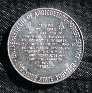 Vintage Smokey the Bear Token Pledge   Department of Agriculture 