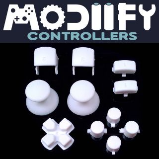 Custom PS3 Controller DPad Thumbsticks Triggers Buttons Mod Kit (White 