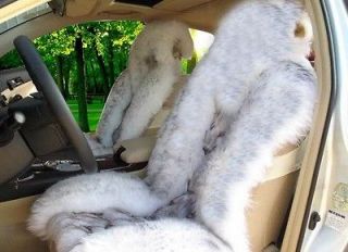 Genuine Fox fur & White/gray Sheepskin Car Seat Covers Cover Pair
