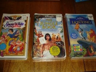 Lot of 3 NEW NIP SEALED Disney VHS tapes LION KING, SNOW WHITE, JUNGLE 