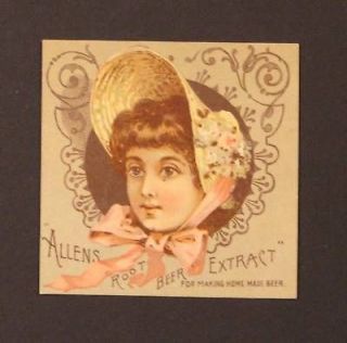 1800s Trade Card   Allens Root Beer Extract Lowell MA