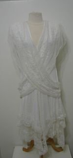 Vintage ILGWU JC Penney USA White Layered Lace Draped Fishtail Dress 