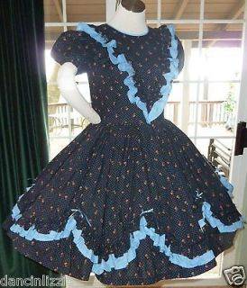 Navy Floral Print 1pc Square Dance Dress   S/M 9/10