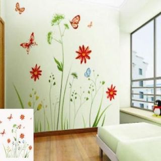 Colorful Flower Dandelion Tree Butterfly VINY Wall Sticker Decor 