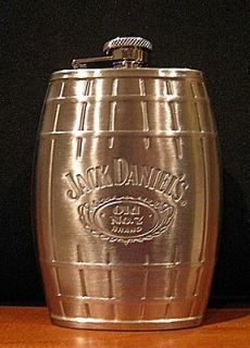 Jack Daniels Stainless Steel Whisky Barrel Design 6 oz. Whiskey Flask 