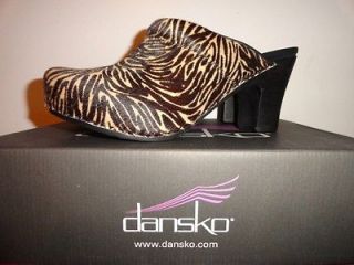 Dansko Rae Zebra Pony New Brown Tan Mules Clogs Sandals Shoes Size 41 