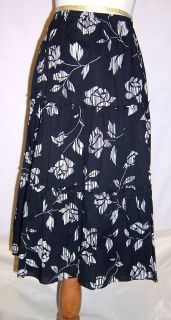 Sandra Darren size 12 Black & White Tiered Floral Print Skirt EUC
