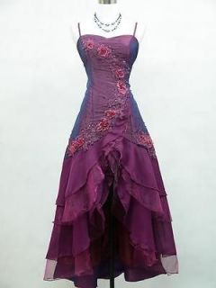 Cherlone Plus Size Satin Purple Lace Ball Gown Evening Bridesmaid 