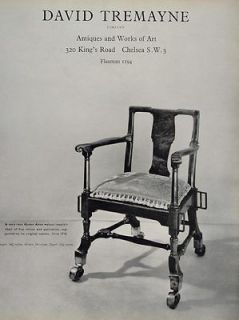 1966 Ad David Tremayne Queen Anne Walnut Invalid Chair   ORIGINAL 