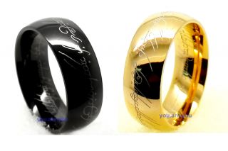 Size 7,8,9,10,11,12,13 Black Gold Stainless Steel Men The Lord of 