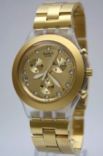 New Swatch Irony Full Blooded Gold Chronograph Date Watch 43mm 