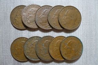 Diez Centavos Mexican copper LOT OF 10 COINSFive 1959 and Five 1967