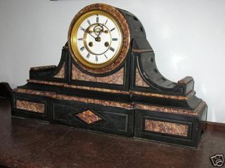 1870s Rare French Marti Marble Mantle Clock Restored Extremely Fancy 