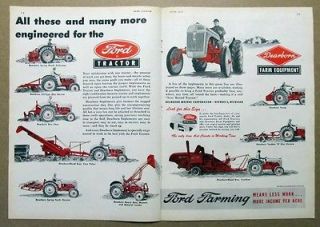 1949 Ford Tractor Ad Centerfold Dearborn Farm Equipment Detroit 
