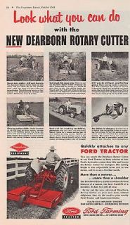 1954 Ford Farming Dearborn Rotary Cutter Hay Mower Tractor Farm Ad 