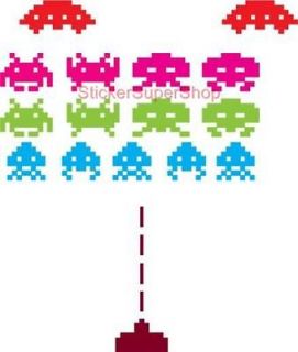 Choose Size   SPACE INVADERS SET Decal Removable WALL STICKER Home 