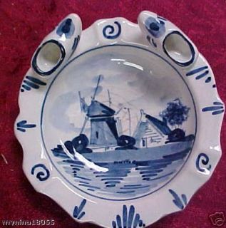 Delft Blue Windmill and House ashtray signed Denmark