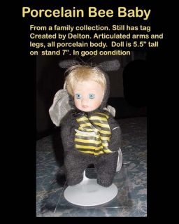 Adorable Articulated Porcelain Bee Doll by Delton
