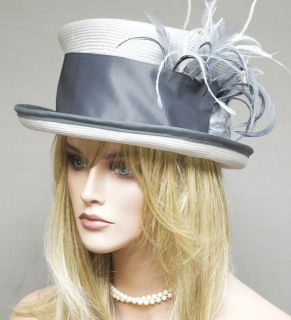   Ladies DESIGNER GRAY Church Formal Dress Hat. DERBY HAT ONE OF A KIND