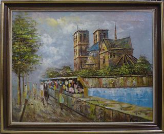 UNINDENTIFIED ARTIST SIGNED BERNARD SCENE FROM PARIS WITH NOTRE DAME 