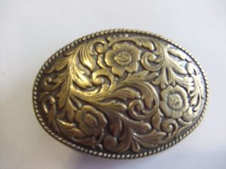 Oval Flower Design with rope edge Antique Brass Belt Buckle RIBCO USA
