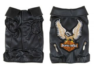 Dog eagle design leather jacket, tank style vest, born wild eagle for 