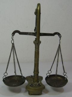 RARE SMALL SPECIAL ANTIQUE BRASS TABLE DESK WEIGHING SCALES