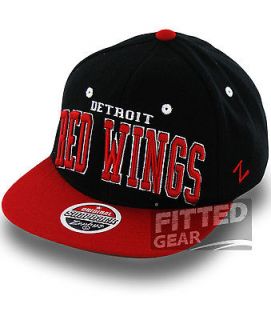 Detroit RED WINGS SUPER STAR Black Red Zephyr NHL Hockey Snapback Hats 