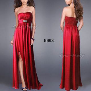 Empire Line Reds Diamante Ruffles Strapless Bridesmaid Dress 09698 US 