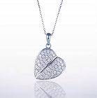 18K 1.18CT WHITE GOLD DIAMOND PUFFY HEART PAVE OVAL TWIST PENDANT ONE 