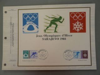 olympic games Sarajevo 1984 21x31cm doc Monaco 222