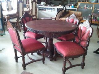 Newly listed VICTORIAN FORMAL DINING ROOM ROUND TABLE SET 4 CHAIRS