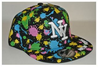 New York Splash Paint Snapback Hats caps Snap Back Diamond Black and 