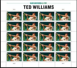 Major League Baseball All Stars Ted Williams Forever Stamps Sheet of 