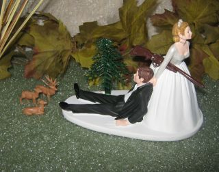 HUMOROUS WEDDING BUCK DOE FAWN DEER HUNTER HUNTING CAKE TOPPER