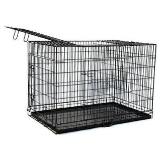   Doors Folding Suitcase Dog Crate Cat Cage Kennel w/DIVIDER Metal Pan