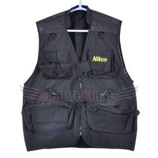 New photographer photo vest Cotton black 5 sizes for Nikon fans D5000 