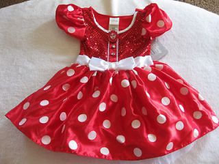 GIRLS SIZE XS (4)  MINNIE MOUSE RED SPARKLE COSTUME DRESS 