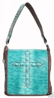 Double J Purse Snake Skin Tote & Turquoise Nugget Cross with Lots of 