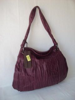 David & Scotti Womens Gde Leather Hobo Plum Shoulder bag Handbag 