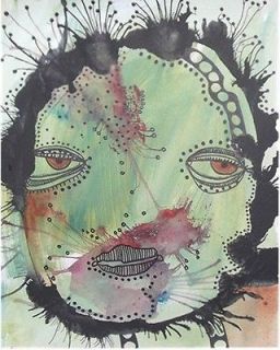 OUTSIDER POP ART LINE DRAWING FACE EYES PAINTING URBAN HIPSTER 