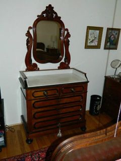 Antique Belgian Dresser with Mirror and Marble Top