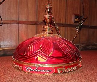 Vintage Budweiser Clydesdale Ruby Red Game Table Light/Bar Light Great 