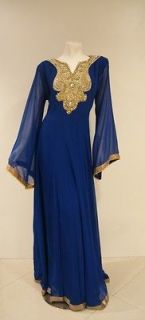 FANCY DUBAI KAFTAN ABAYA JALABIYA KHALIJI DRESS DESIGN NEW TAG BLUE 